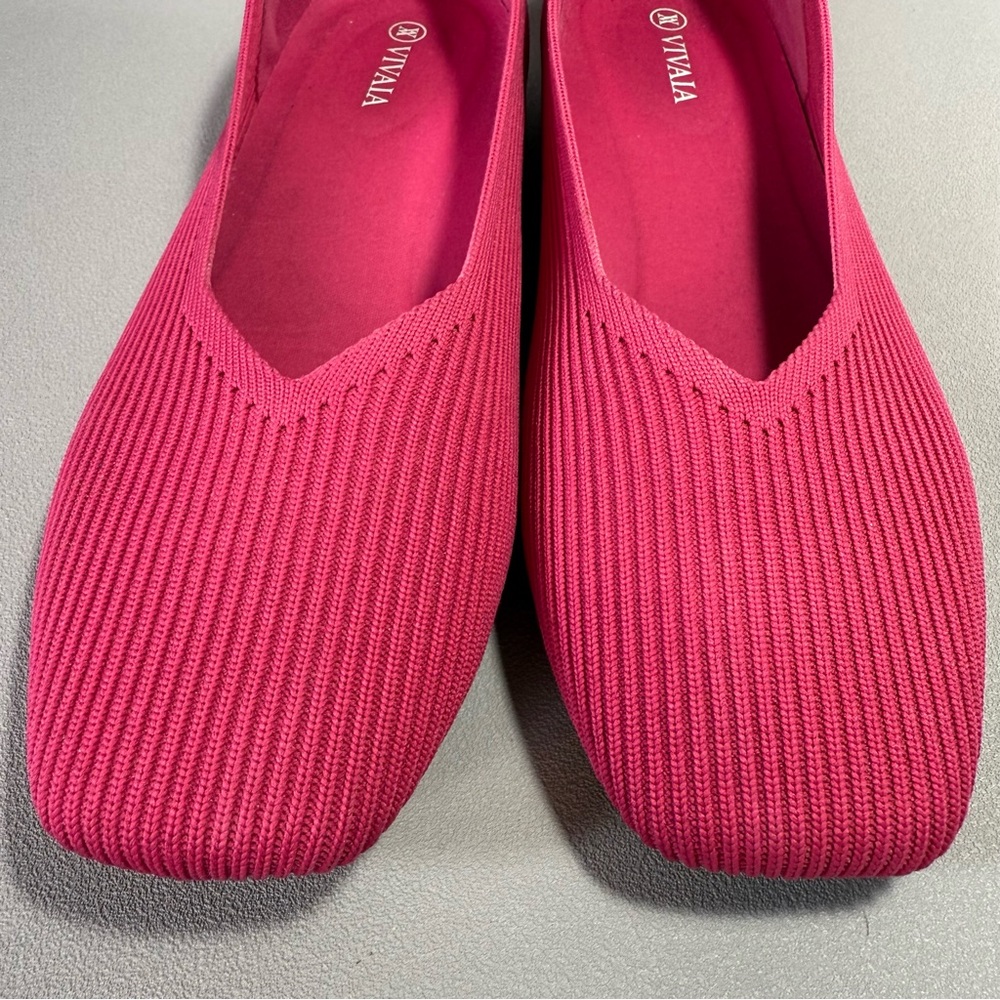 VIVAIA Margot 2.0 Pink Square-Toe V-Cut Knit Ballet Flats - Picture 11 of 13